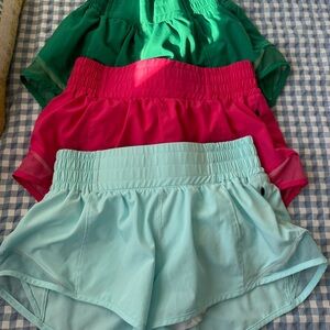 3 pairs Amazon like Lulu hottie hot  Shorts size 6 but fit like 4 perfect